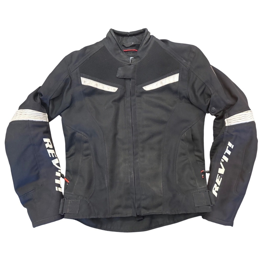 REV'IT! GTR Mesh Motorcycle Jacket Black White Mens Small CE Armor Reflective